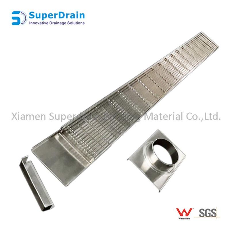 Commercial Stainless Steel Channel Drain with Strip Grate for Overflow Use