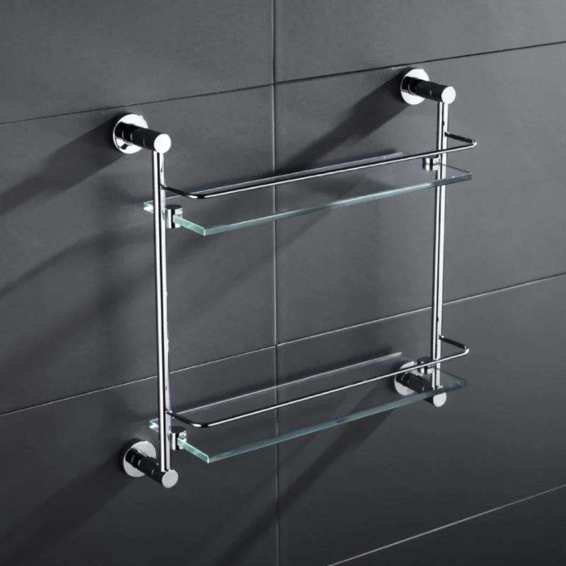 Stainless Steel 304 Bathroom Double Tempered Glass Shelf