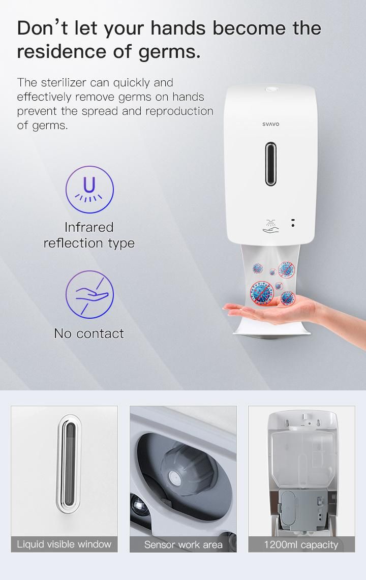 ABS 1200ml Automatic Infrared Sensor Spray Disinfectant Hand Sanitizer Soap Dispenser