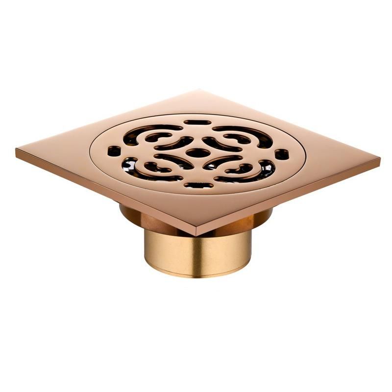Large Floor Drain Rose Gold Brass Floor Drain Anti-Odor Drain