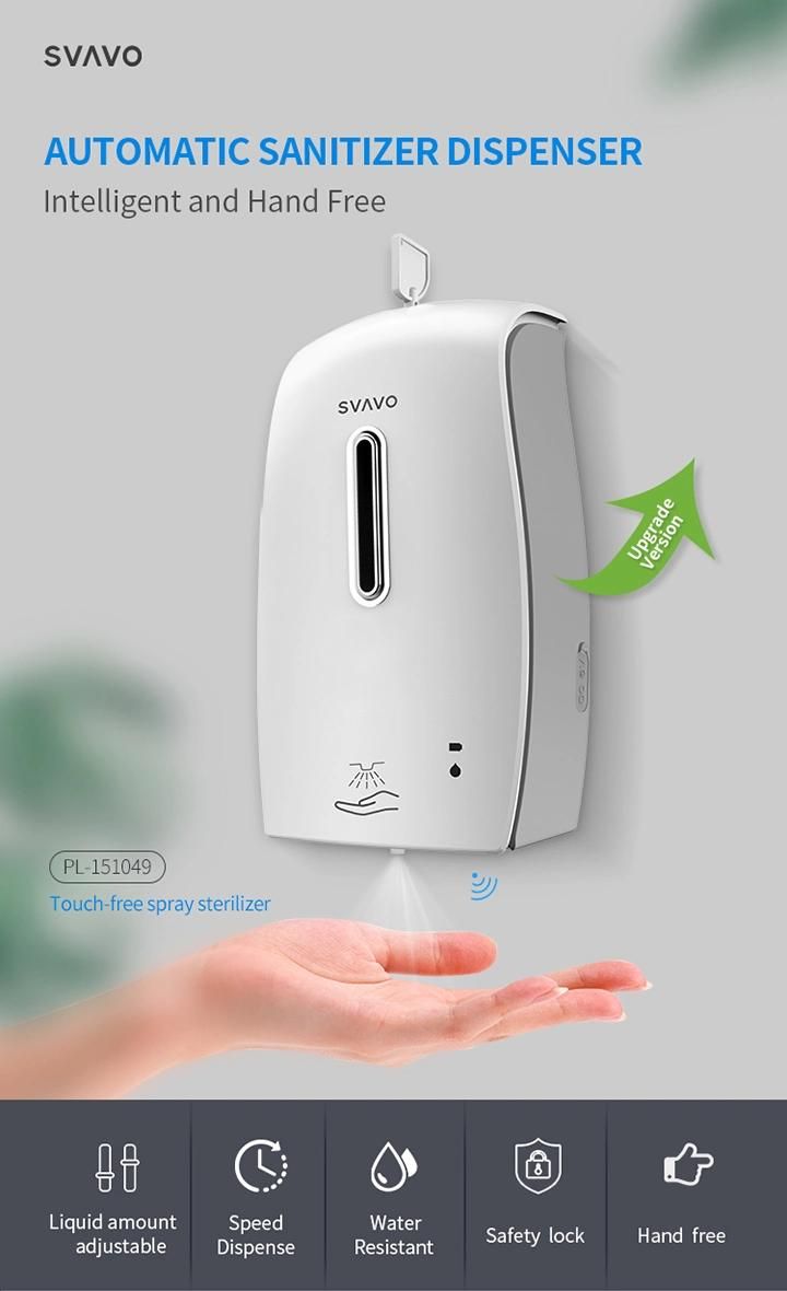 Shopping Mall Bathroom Wall Mount Automatic Hands Free Alcohol Disinfectant Spray Dispenser