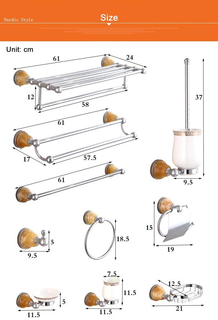 Commercial Hotel Wall Mounted Chrome Plating Marble Decorate Bath Towel Rack Set