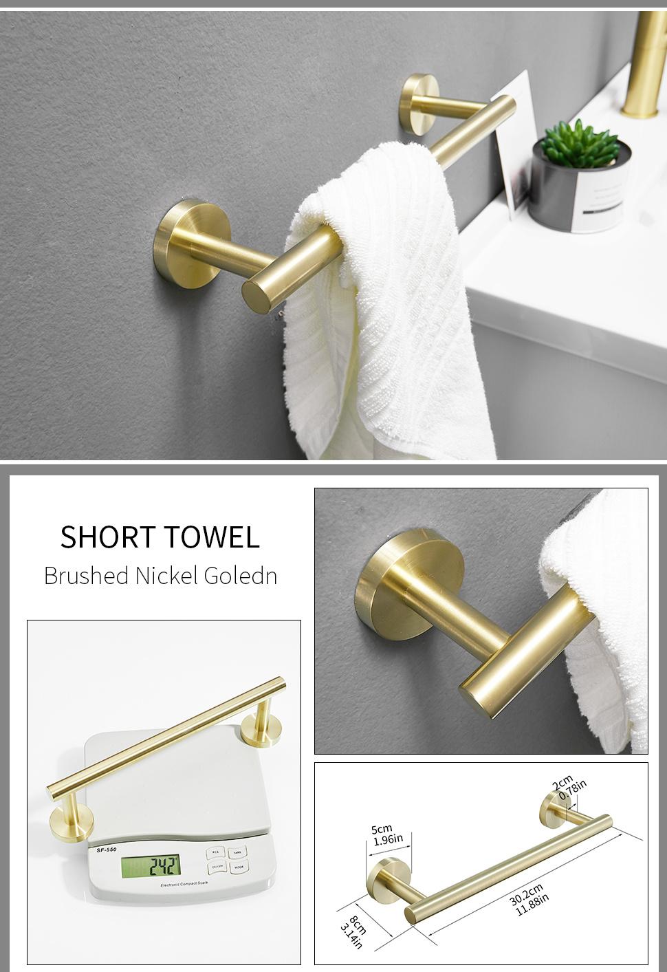 Flg High Quality Stainless Steel Brushed Golden Bathroom Accessories Set