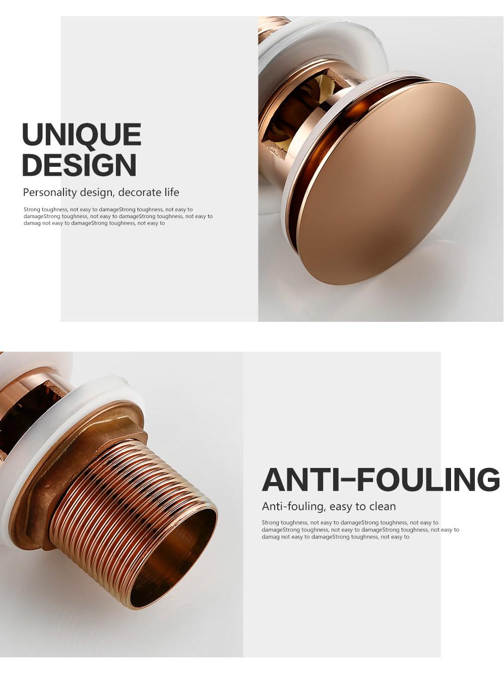 Polished Golden for Basin Pop up Drainer Bathroom Drain Without Overflow