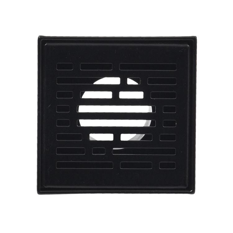 4" X 4" Matte Black Finsh Broken Lanes Stainless Steel 304 Square Floor Drain for Bathroom