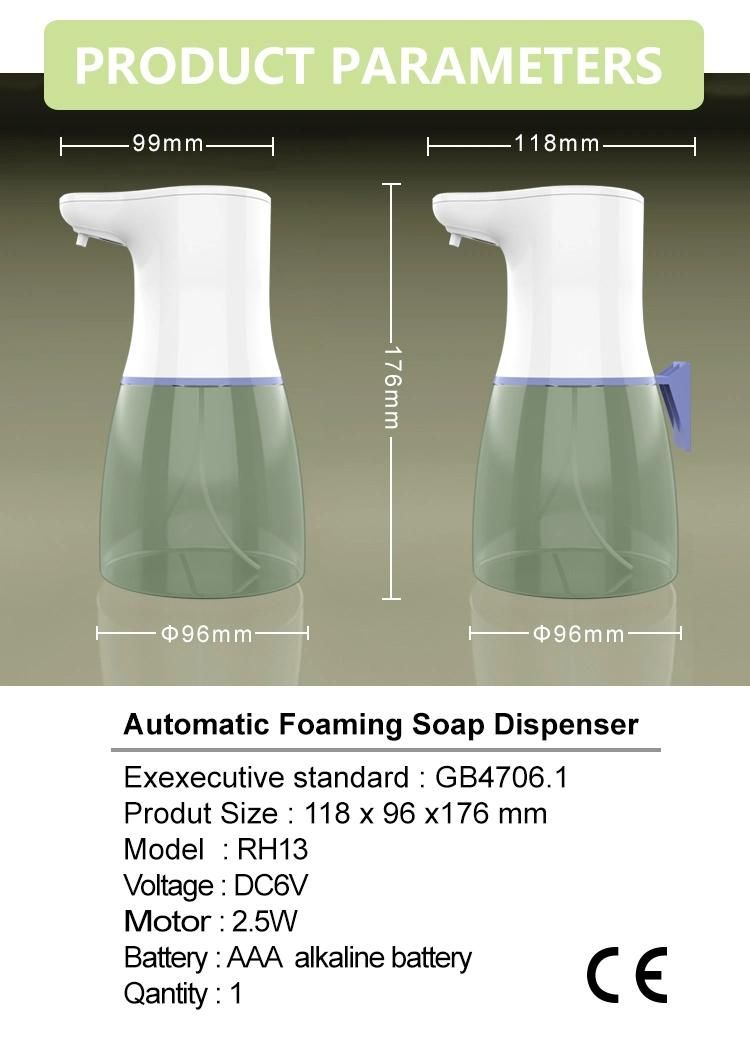450ml Ipx5 Waterproof Foam Liquid Dispenser Automatic Soap Dispenser