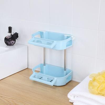Multi-Function Organizer Rack for Bathroom Kitchen Two Layer Durable Plastic Rack Wbb16169
