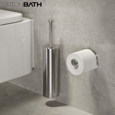 Ortonbath Stainless Steel Zinc Alloy Pilished Bathroom Toilet Hardware Plastic Cheap Floor Mount High End Wall Hung Toilet Brush Holder
