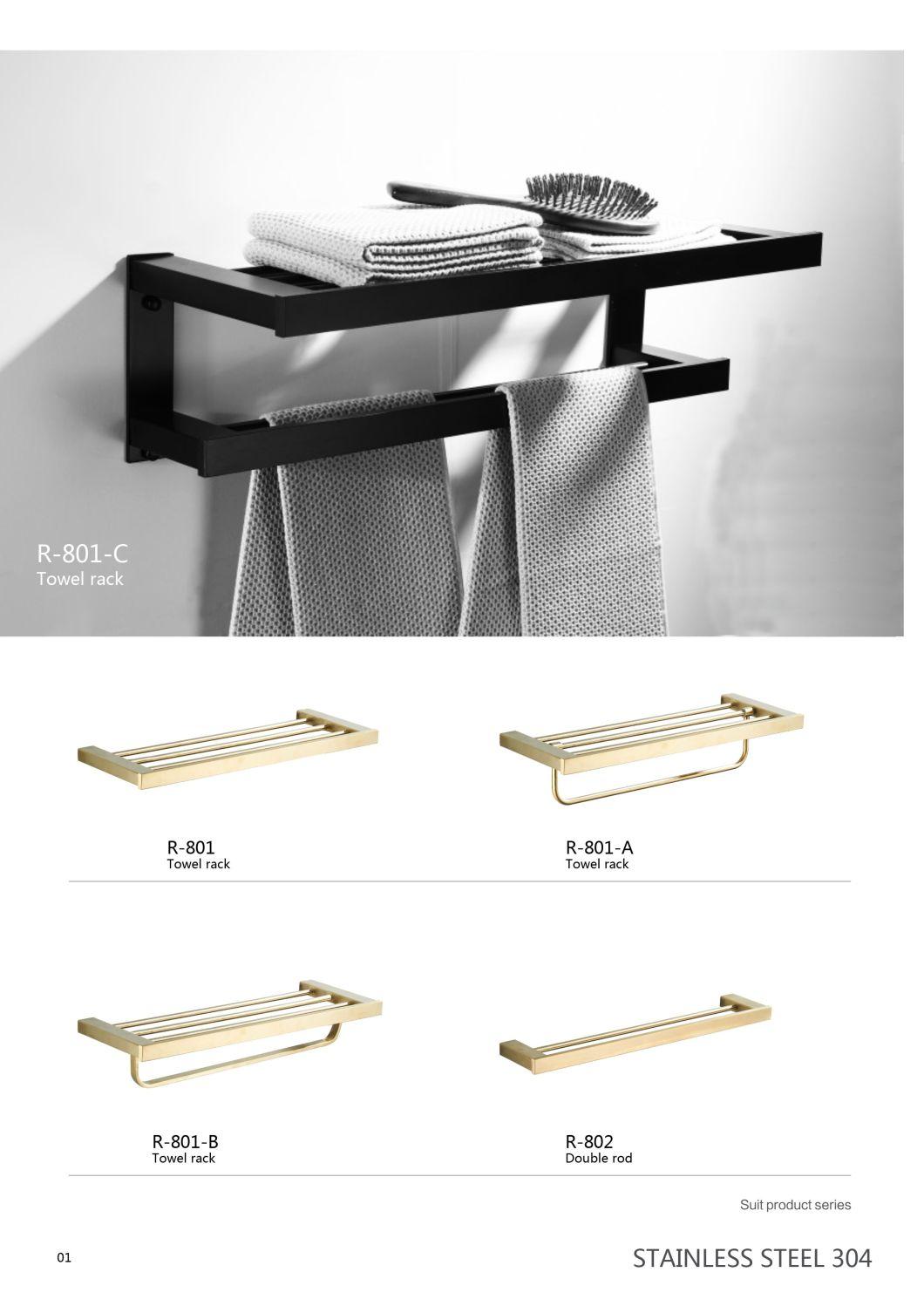 Bath Towel Hooks Golden, Stainless Steel Robe Coat and Clothes Hook, Heavy Duty Wall Hook for Bathroom & Kitchen, Modern Square Style Wall Mounted