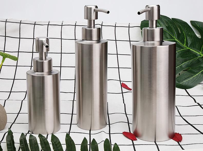 Stainless Steel Cylindrical Emulsion Bottle Shower Gel Bottle Soap Dispenser