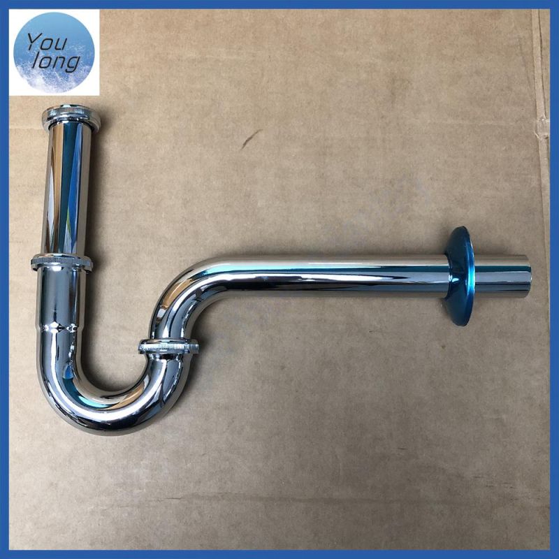 200mm Chrome Plated Brass Adjustable Drain Pipe with Hose Screw Joint