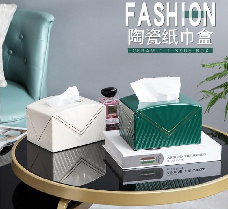 Home Decoration Ceramics, American Ceramic Tissue Box, Printable Logo Creative Toothbrush Cartridge Self-Designed Tissue Box Set