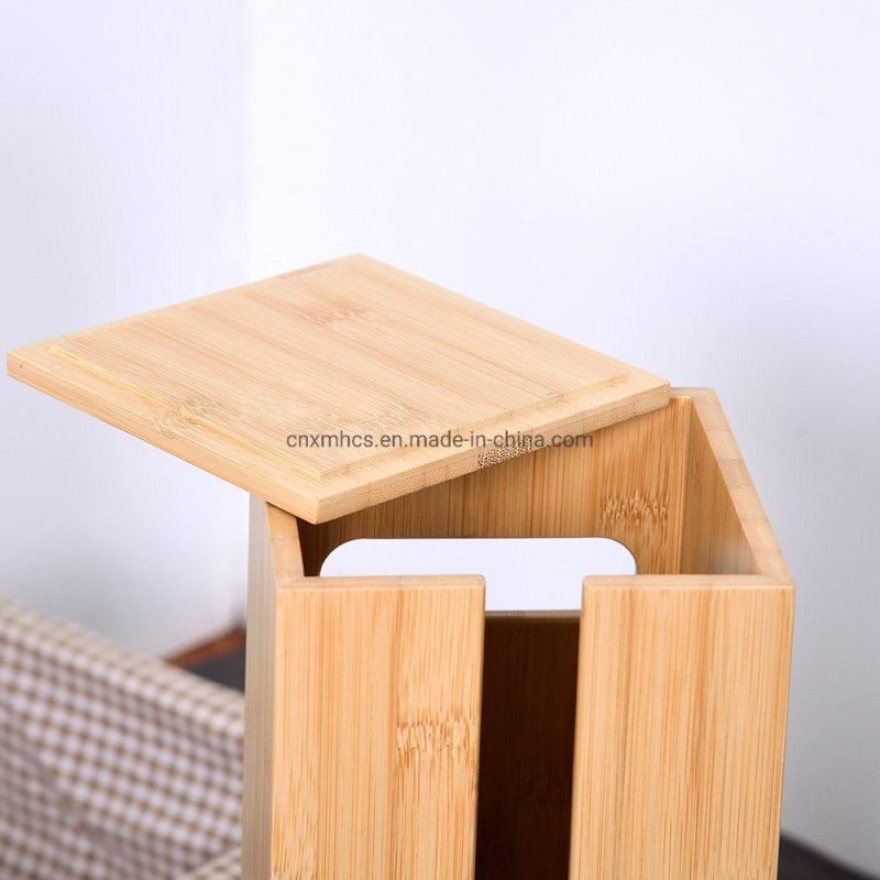 Wholesale Bamboo Wood Toilet Paper Holder Stand Toilet Roll Holder with Storage Box Bathroom Set Bathroom Accessories