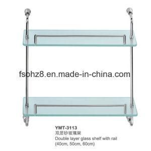 Bathroom Ss Glass Shelf with Rail for Household (YMT-3113)