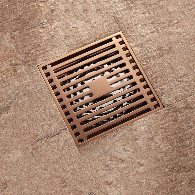 China Factory Shower Rose Floor Drain Hair Catcher Gold Concealed Floor Drainer