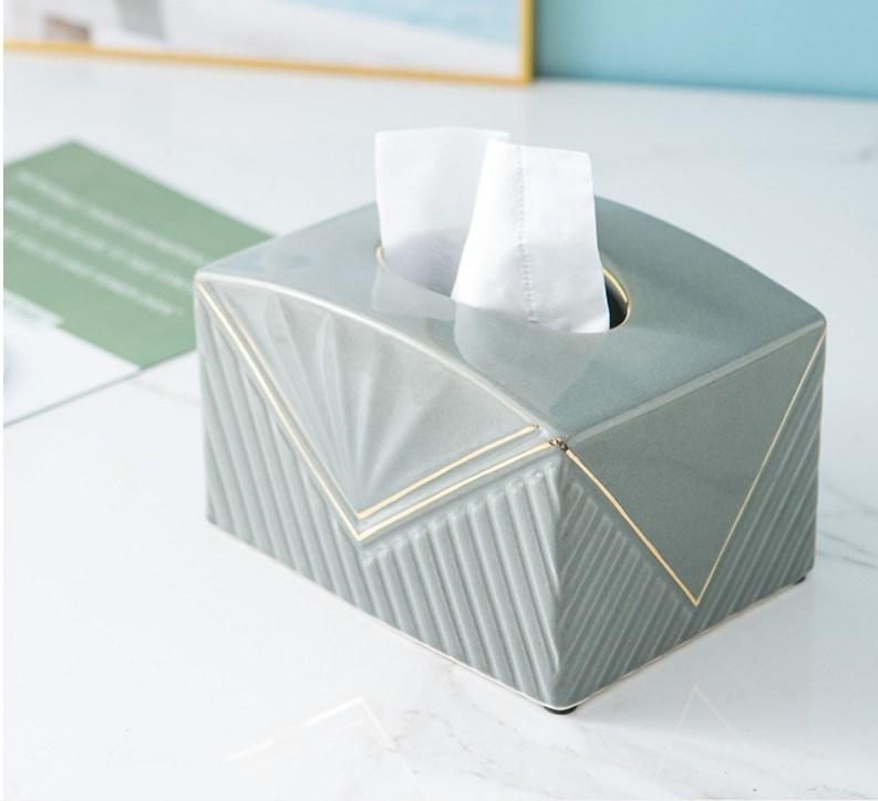Home Decoration Ceramics, American Ceramic Tissue Box, Printable Logo Creative Toothbrush Cartridge Self-Designed Tissue Box Set