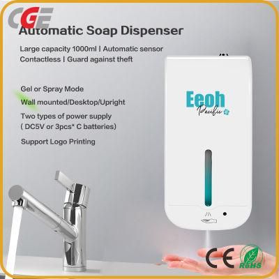 1000ml Touchless Sensor Automatic Alcohol Gel Hand Sanitizer Liquid Soap Dispenser Custom Logo