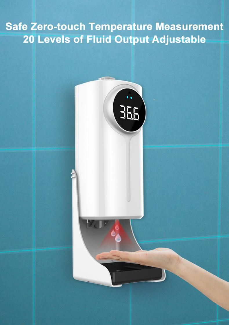 Infrared Disinfectant White Liquid Gel Foam Soap Hotel Public Place Alcohol Spray Automatic Hand Wash Sanitizer Dispenser with Thermometer