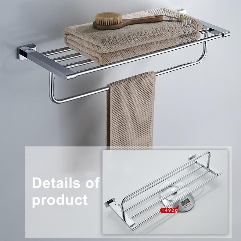 Bathroom Brass Towel Rack Polished Chrome Two Layers Towel Shelf