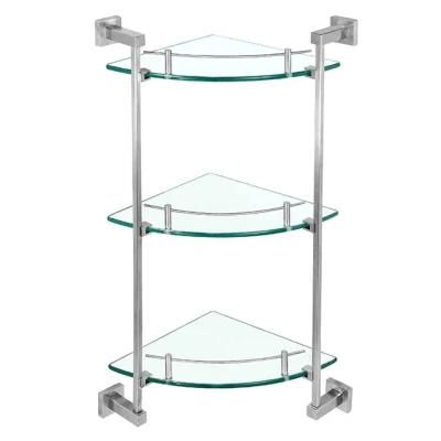 SUS34 Corner Glass Shelf for Bathroom Storage