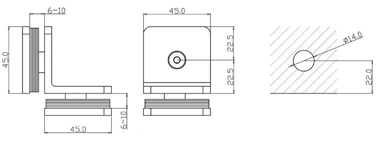 Bathroom Accessory Frameless Door Hinge