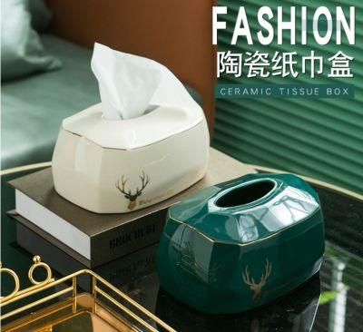 High Quality Tissue Box Home Crafts Hotel Special Tissue Box Printable Logo Nordic Style Ceramic Tissue Box