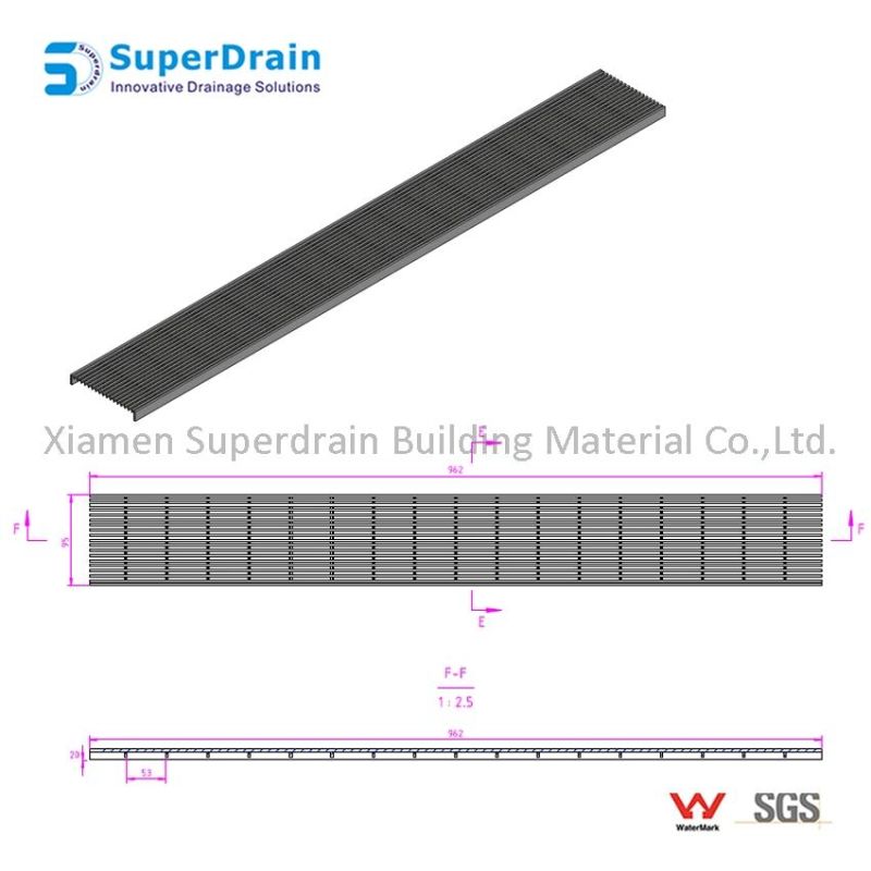 SS U Drain with Grating Drain Cover Channel