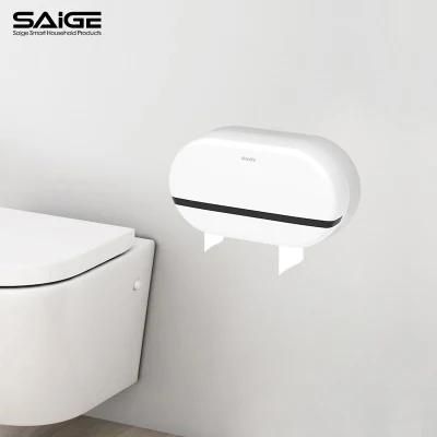 Saige High Quality Wall Mounted Double Toilet Plastic Roll Tissue Paper Dispenser
