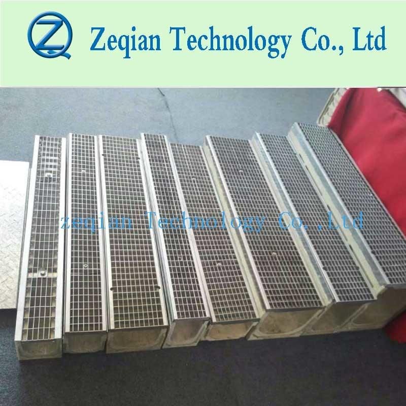 En1433 Standard Polymer Concrete Trench Drain with Galvanized or Ss Grating