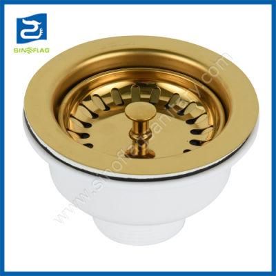 Golden Plated Sink Drain Waste Colorful Sink Siphon