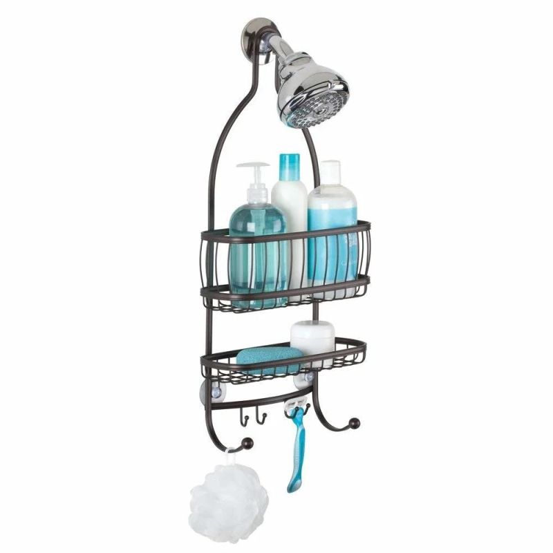 Dual Tier Metal Bathroom Shower Caddy Shelves