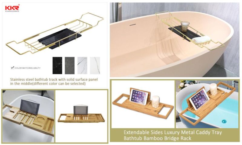 Fungi-Proofing Bamboo Bathtub Caddy Tray Wholesale Caddy with Extending Sides