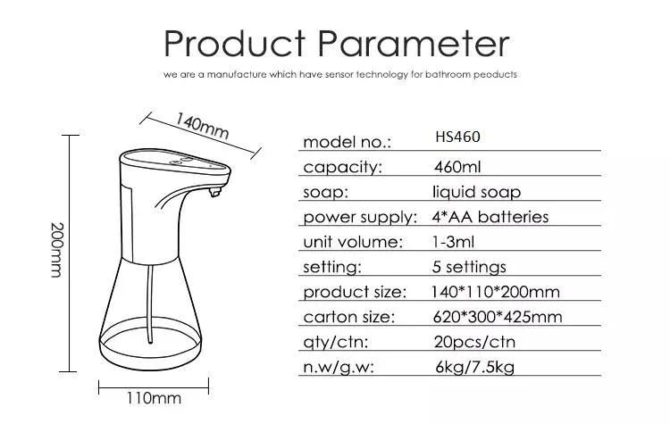 Auto Pump Sensor Touchless Automatic Hand Liquid Foam Spray Electric Soap Dispenser