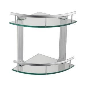 Luolin -Saver in Future- Bathroom Double Glass Shelf Glass Rack, Corner Rack Triangle Shower Shelf, Shower Caddy Bath Tray Glass, 22225-13