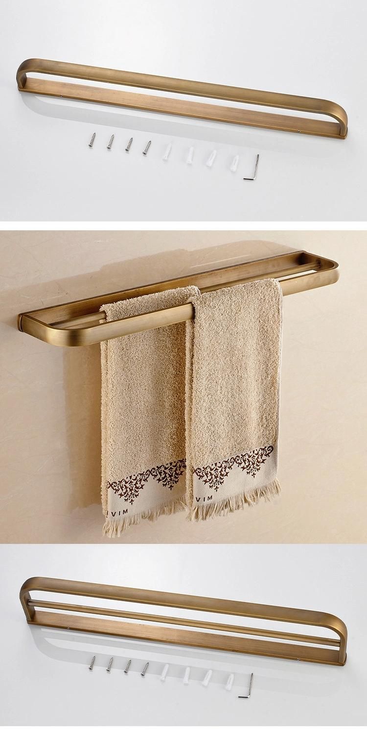 Wall Mounted Bathroom Antique Brass European Elegant Vintage Hotel Towel Rack