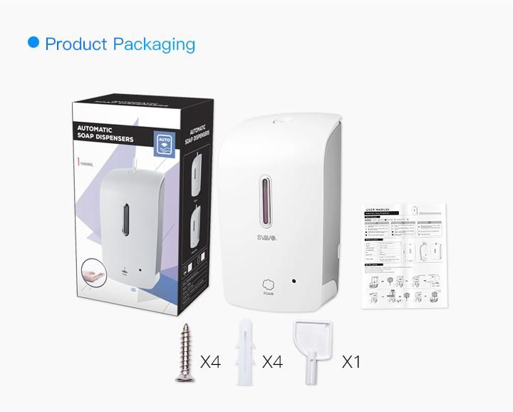 White/Black Bathroom Sensor Battery Operated Hand Sanitizer Foam Soap Dispenser