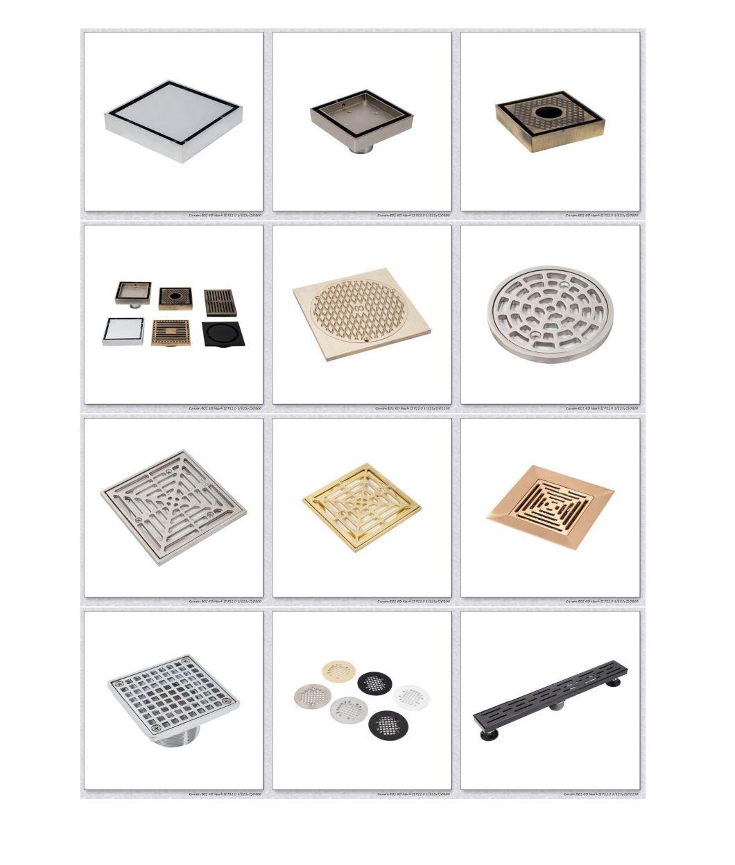 Zinc Alloy Brushed Gold 4 Inch Square Shower Drain