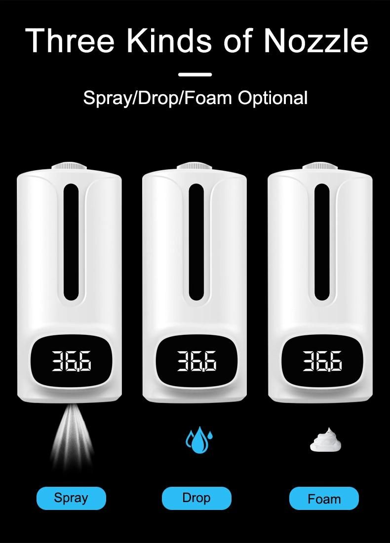 K9 PRO Plus Thermometer Wall Mounted Hand Sanitizer Automatic Liquid Soap Dispenser Alcohol Spray Gel Sensor Temperature 1200ml for Bathroom Use