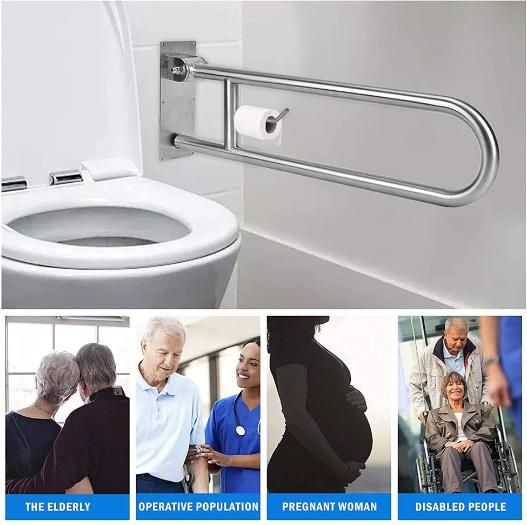 U Shaped Shower Grab Bar with Paper Holder Stainless Steel Grab Bars