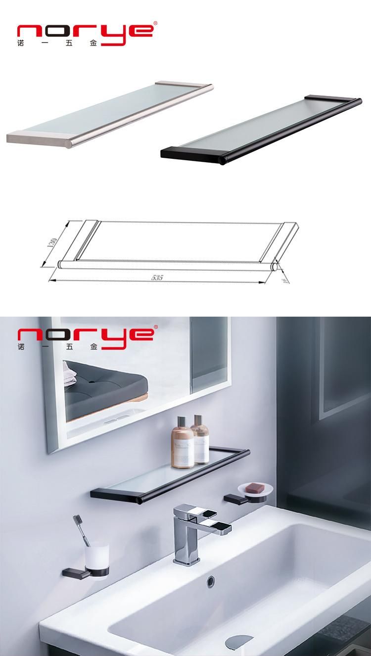 Shower Storage Shelf Glass Stainless Steel Black Bathroom Accessories for Home