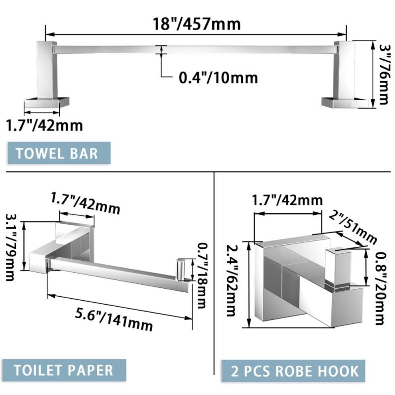 4 PCS Bathroom Hardware Set Towel Bar Holder Hook Bathroom Accessories Set