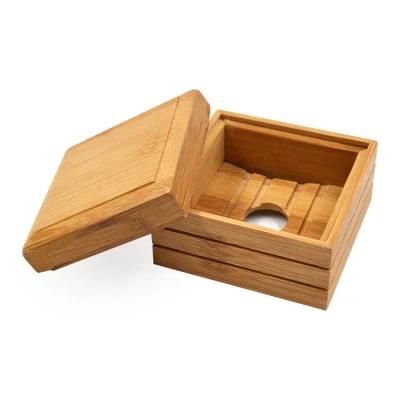 Bathroom Home Bamboo Soap Dish Shower Case for Outdoor Hiking Camping