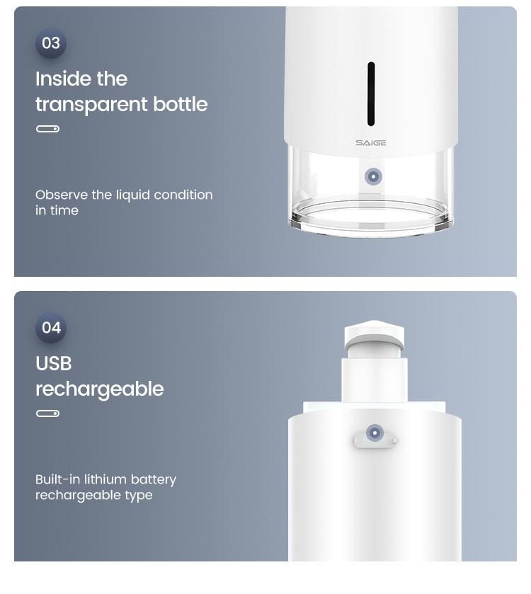Saige Bathroom 250ml Desk Mounted USB Rechargeable Soap Dispenser