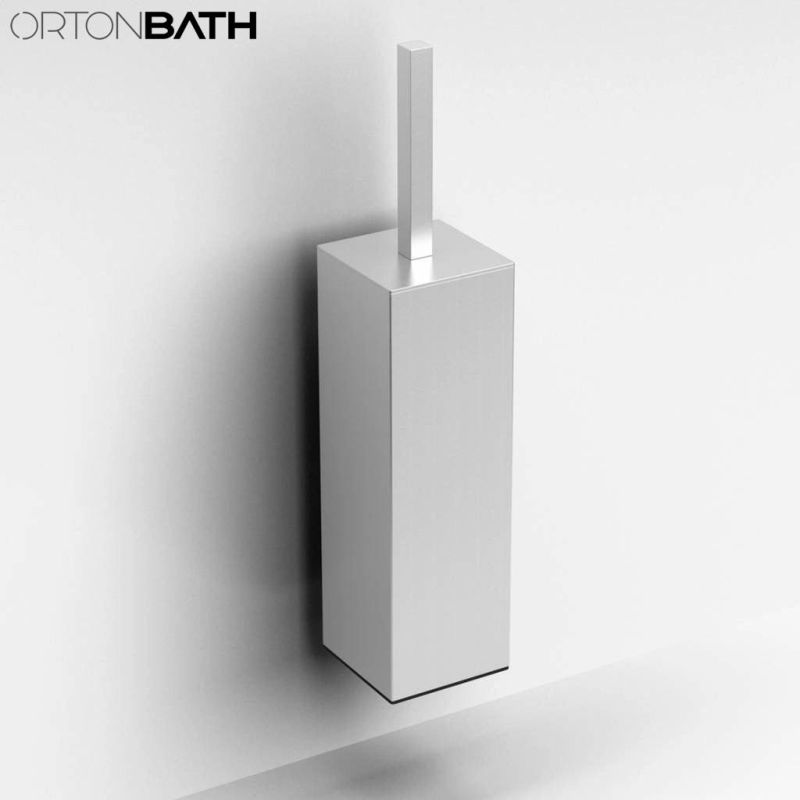 Ortonbath Square Design Wall Hung Stainless Steel Zinc Alloy Pilished Bathroom Toilet Hardware Plastic Cheap Floor Mount High End Wall Hung Toilet Brush Holder