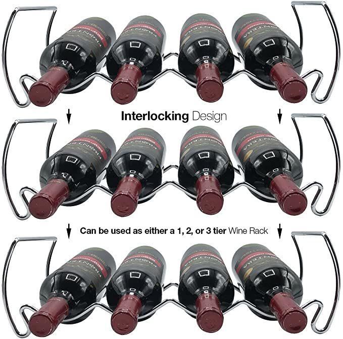 Wine Glass Rack - Under Cabinet Stemware Wine Glass Holder Glasses Storage Hanger Metal Organizer for Bar Kitchen Black