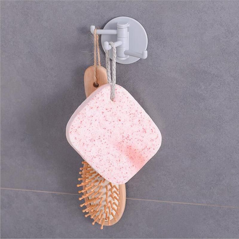 Rotary 3-Hook Kitchen Bathroom Seamless Wall Mount Hooks Hanger for Kitchen Towel Gloves Bathroom Towel Bath Scrubber Organizer Wbb12191