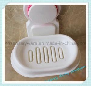 Bathroom Oval Style White ABS Suction Cup Soap Container Holder