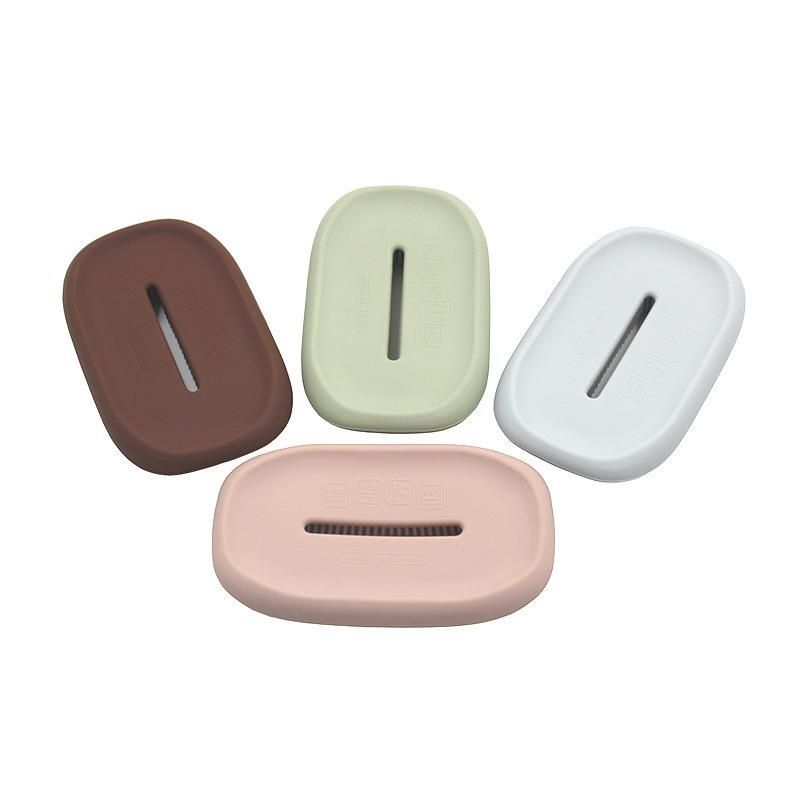 2-in-1 Silicone Soap Holder + Soft Bath Brush Soap Box for Home Travel Soap Dish Bathroom Accessories Wbb12052