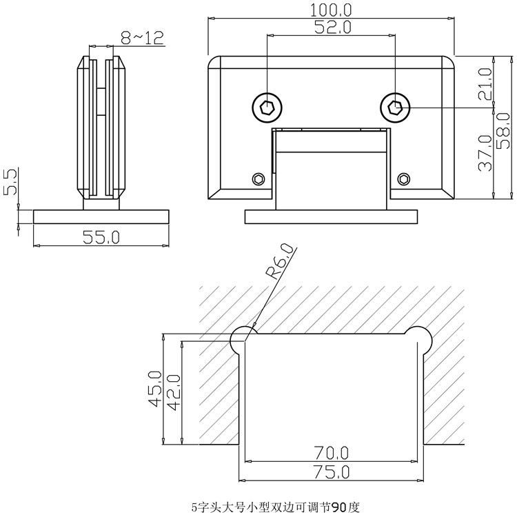 Bathroom Fittings Adjustable Glass to Glass 90 Degree Solid Brass Polish Chrome Phlishing Glass Shower Hinges Connector Joboo Zb634