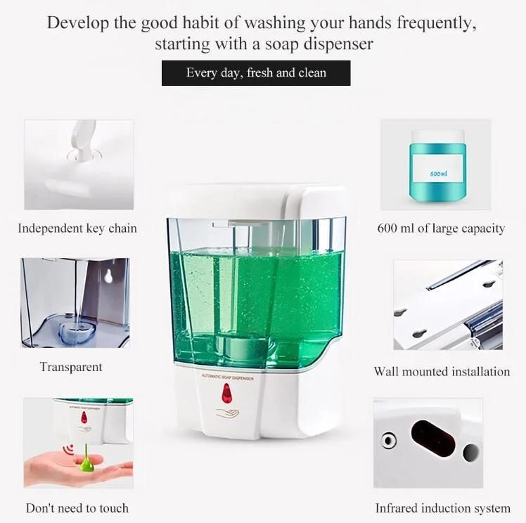 700ml Wall Mount Automatic Dispenser Pump Touch Free Soap Dispenser Lotion Pump Hand Sanitizer Dispenser